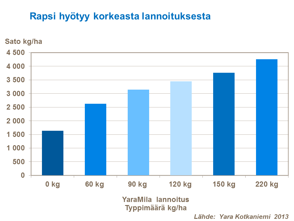 Rapsi hy&ouml;tyy korkeasta lannoituksesta